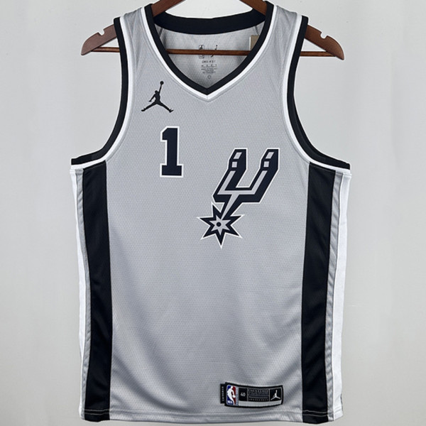 2021 Spurs WEMBANYAMA #1 Grey NBA Jerseys