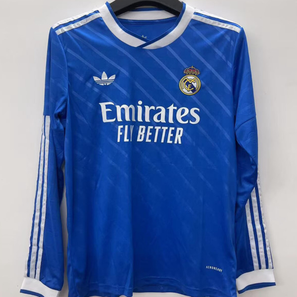 2025/26 RM Third Blue Long Sleeve Fans Soccer Jersey