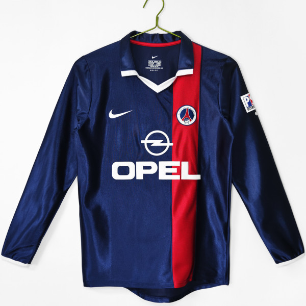 2001/2002 PSG Home Retro Long Sleeve Soccer Jersey