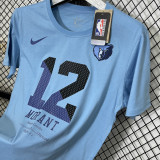 2025 Grizzlies MORANT #12 Lake blue High Quality Casual T-Shirt   T191