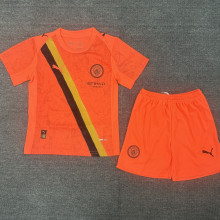 2025/26 Man City Orange Goalkeeper Kids Soccer Jersey