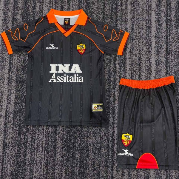 1999/2000 Roma Third Black Retro Kids Soccer Jersey