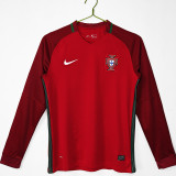2016 Portugal Home Retro Long Sleeve Soccer Jersey