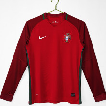 2016 Portugal Home Retro Long Sleeve Soccer Jersey