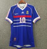 ZIDANE #10 France Home Blue Retro Soccer Jersey 1998  (右胸带小字) ★★