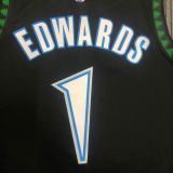 2018 Timberwolves EDWARDS # 1 Black Retro NBA Jerseys Hot Pressed