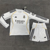 2025/26 RM Home White Kids Long Sleeve Soccer Jersey  长袖童装