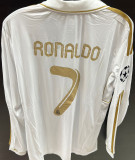RONALDO # 7 RM Home Retro Long Sleeve Fans Jersey 2011/12 (Have All Patch) (蓝9字杯) 全套章 ★★