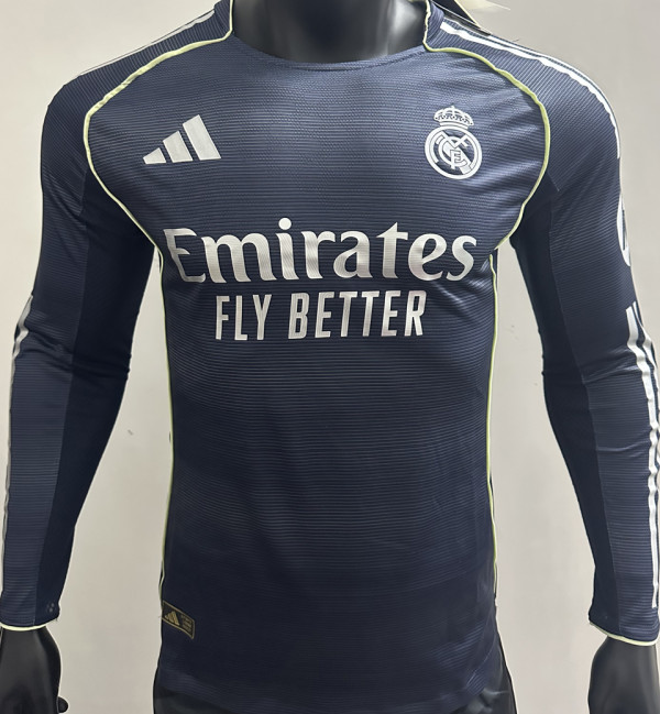 2025/26 RM Away Player Version Long Sleeve Soccer Jersey