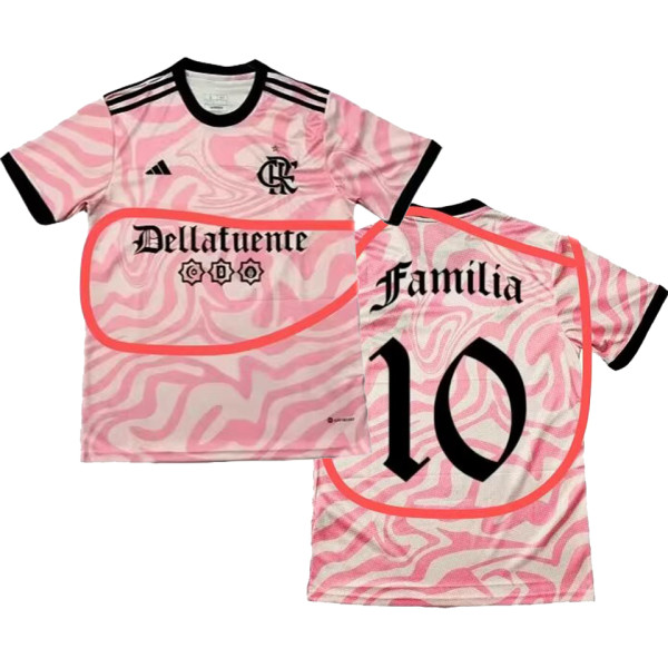 Familia #10 Flamengo Pink Fans Soccer Jersey 2023 带胸前广告 ★★