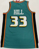 1998/99 Pistons HILL #33 Green Mitchell Ness Retro Jerseys 刺绣