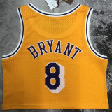 Lakers BRYANT #8 Retro Yellow NBA Girl Jersey