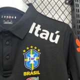 2026/27 Brazil Black Casual Pure Cotton POLO T-Shirt 肩膀字白色