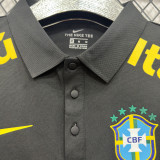 2026/27 Brazil Black Casual Pure Cotton POLO T-Shirt 肩膀字黄色