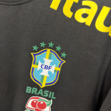 2026/27 Brazil Black Casual Pure Cotton T-Shirt 肩膀字黄色