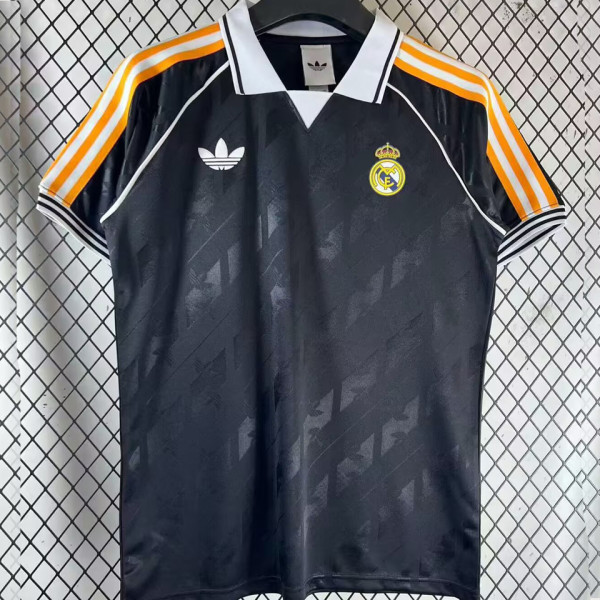 2026/27 RM Special Edition Black Retro Style Fans Soccer Jersey 黄橙三边