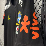 2026/27 Brazil x JD Black Casual Pure Cotton T-Shirt 肩膀字白色
