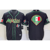 2026 WBC Mexico Black Baseball Jersey 袖有花