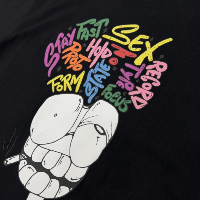 1:1 quality version  Anti Promo Multicolor Graffiti Cartoon Figure Print Pocket T-Shirt 2 colors 29093997