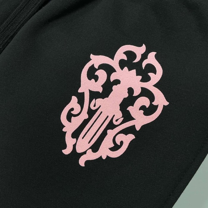 1:1 quality version Sword Heart Vine Cross Print Pink & White Doll Collab Sweatpants 29097758