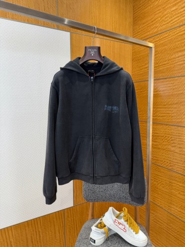 1:1 quality version Art Graffiti Printed Washed Zip Hoodie 29093638