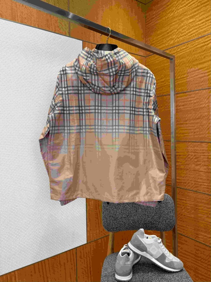 Ombre Plaid Hooded Casual Jacket 29105368