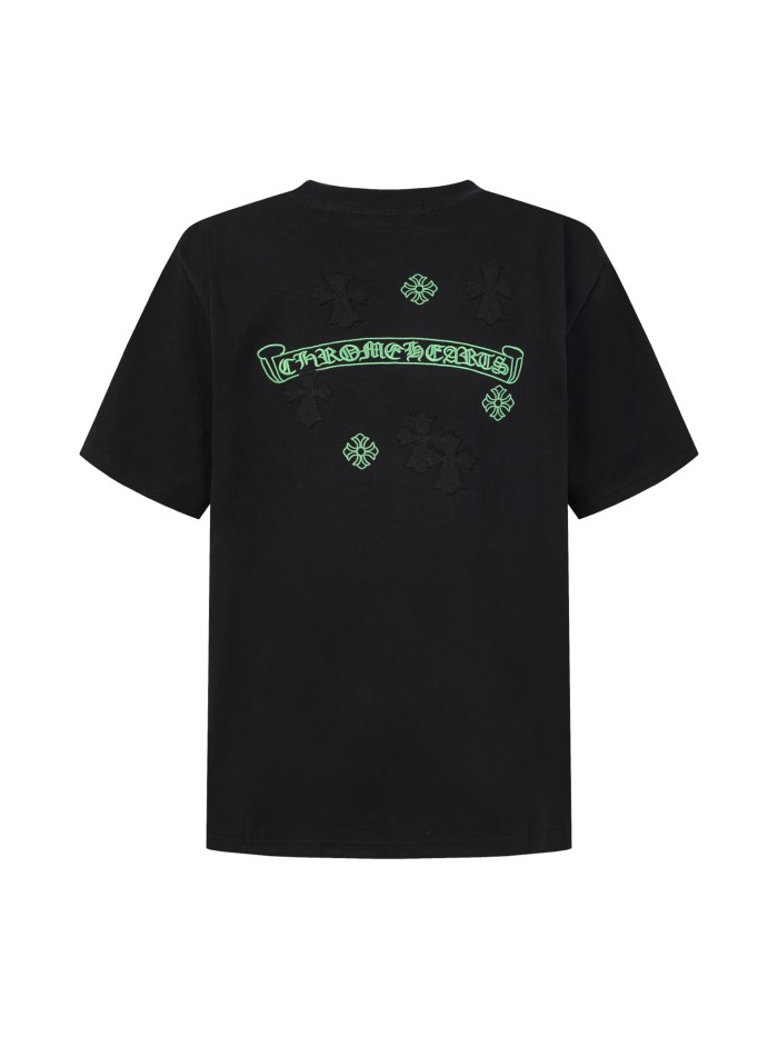1:1 quality version 3D Cross Appliqué & Gothic Banner Print White T-Shirt 2 colors 29097995