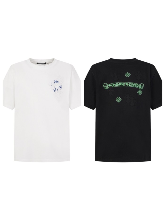 1:1 quality version 3D Cross Appliqué & Gothic Banner Print White T-Shirt 2 colors 29097995