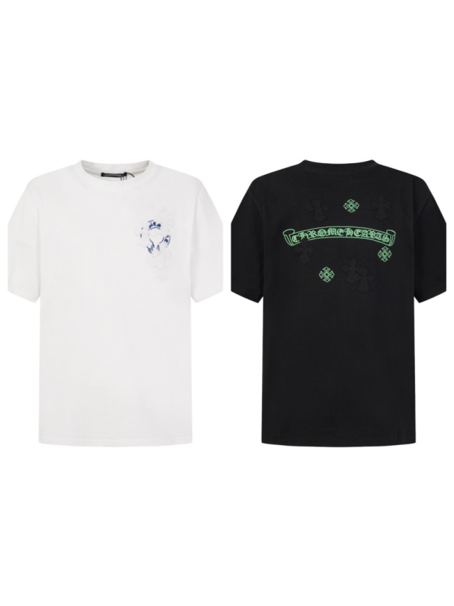 1:1 quality version 3D Cross Appliqué & Gothic Banner Print White T-Shirt 2 colors 29097995
