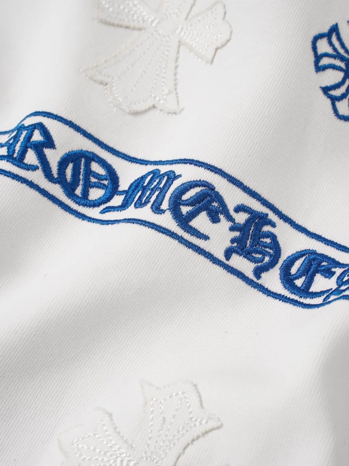 1:1 quality version 3D Cross Appliqué & Gothic Banner Print White T-Shirt 2 colors 29097995