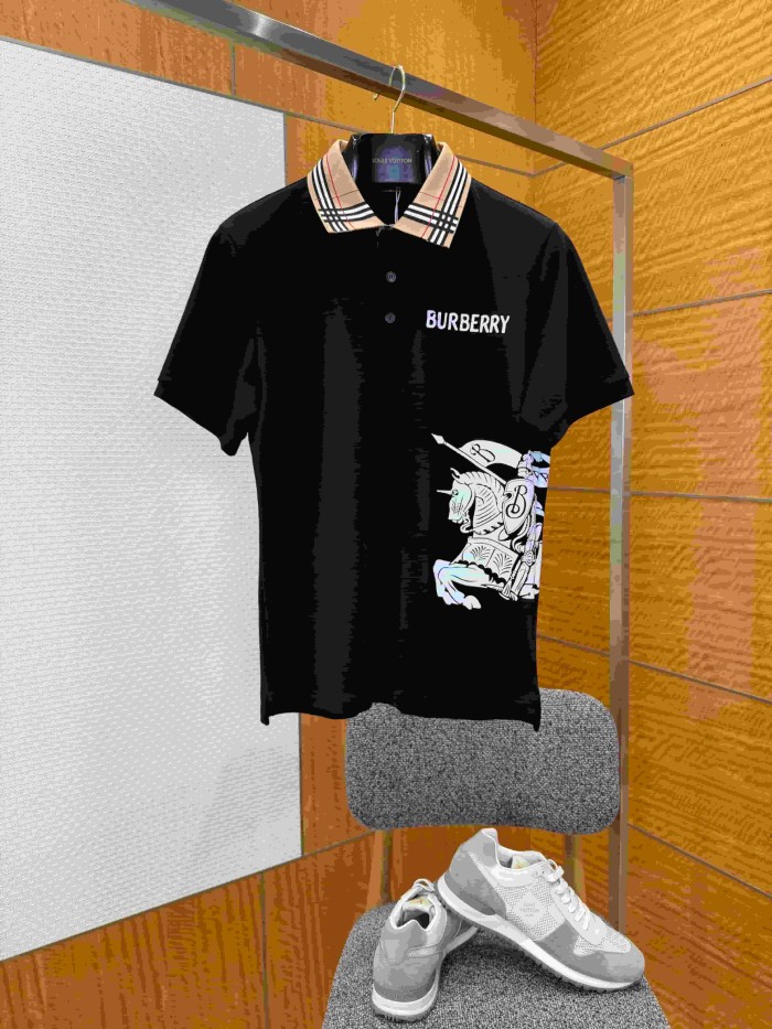1:1 quality version Check Collar Knight Print Short Sleeve Polo Shirt 3 colors 29106324
