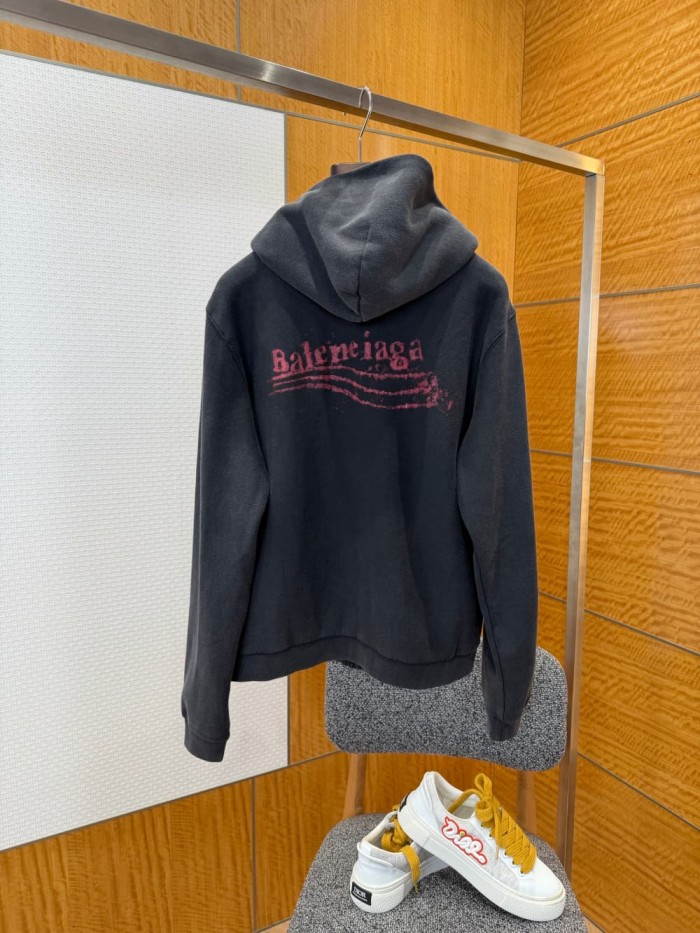 1:1 quality version Art Graffiti Printed Washed Zip Hoodie 29093638