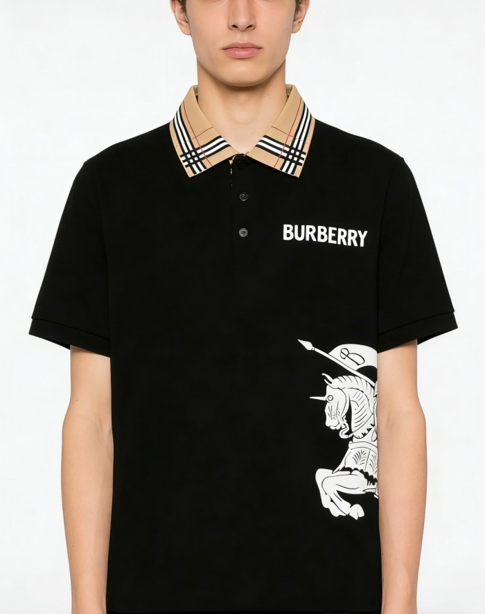 1:1 quality version Check Collar Knight Print Short Sleeve Polo Shirt 3 colors 29106324