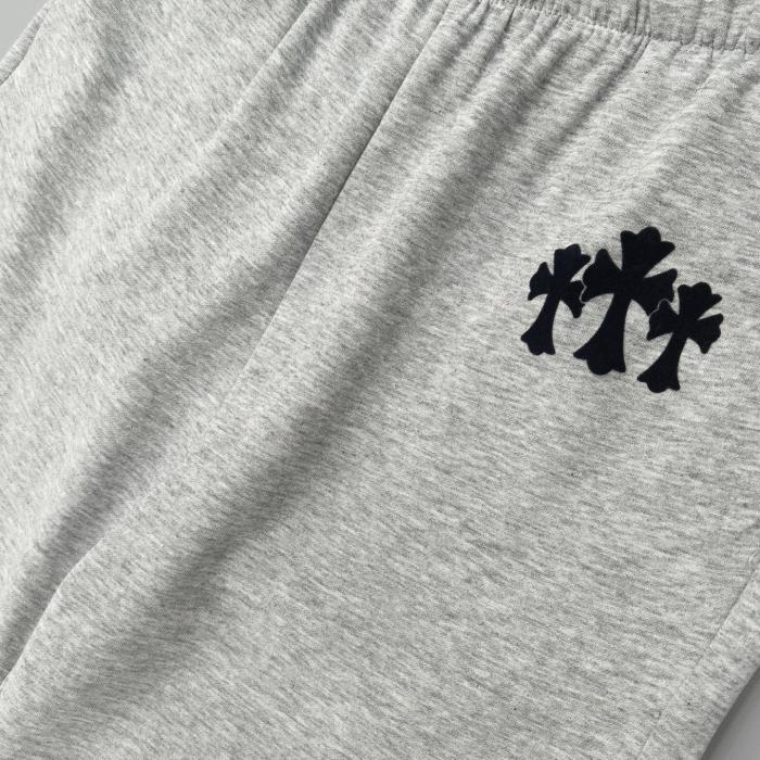 1:1 quality version Elastic Waist Triple Cross & CH Logo Print Gray Wide Leg Pants 29097749