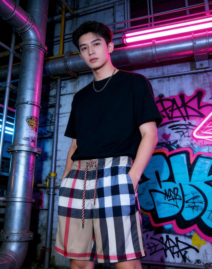 1:1 quality version Classic Plaid Drawstring Waterproof Wrinkle Resistant Casual Shorts 29105505