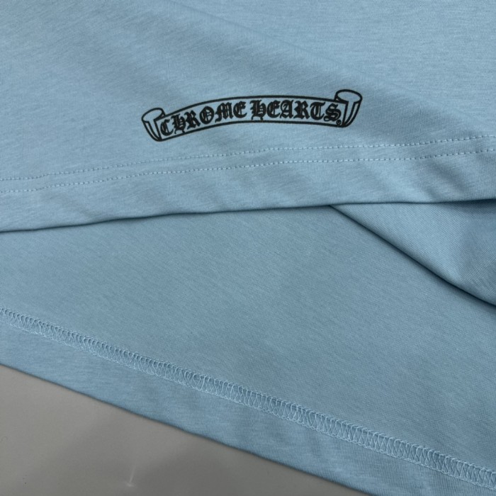 1:1 quality Sky Blue Custom Dyed Letter & Dagger Print T-Shirt 29093724
