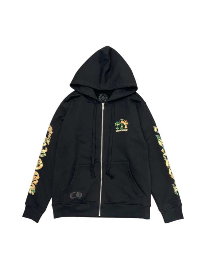 1:1 quality version Green Camo Cross & Horseshoe Graphic Zip-Up Hooded 29097795