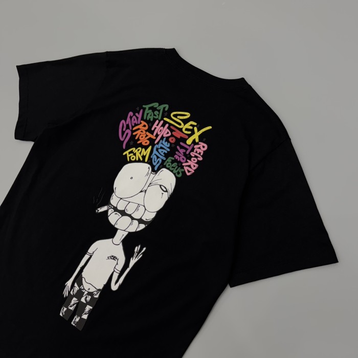 1:1 quality version  Anti Promo Multicolor Graffiti Cartoon Figure Print Pocket T-Shirt 2 colors 29093997