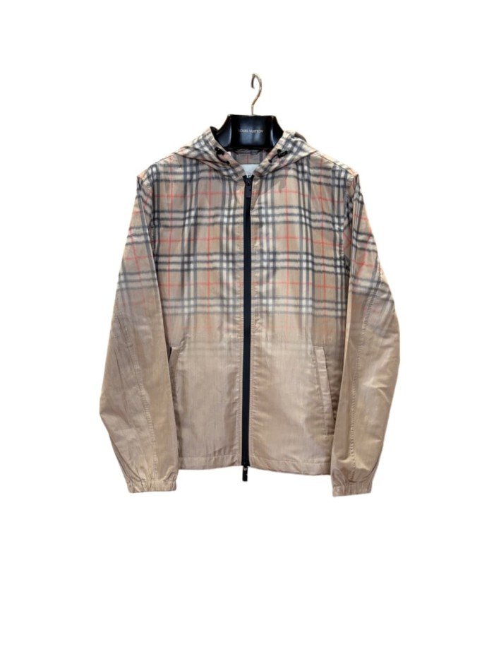 Ombre Plaid Hooded Casual Jacket 29105368