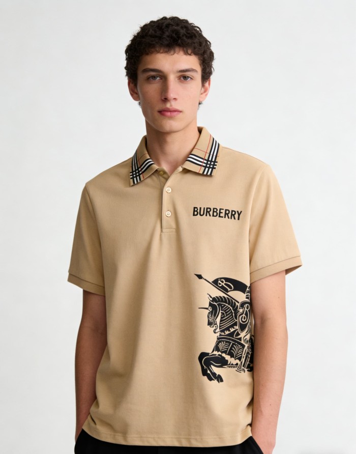 1:1 quality version Check Collar Knight Print Short Sleeve Polo Shirt 3 colors 29106324