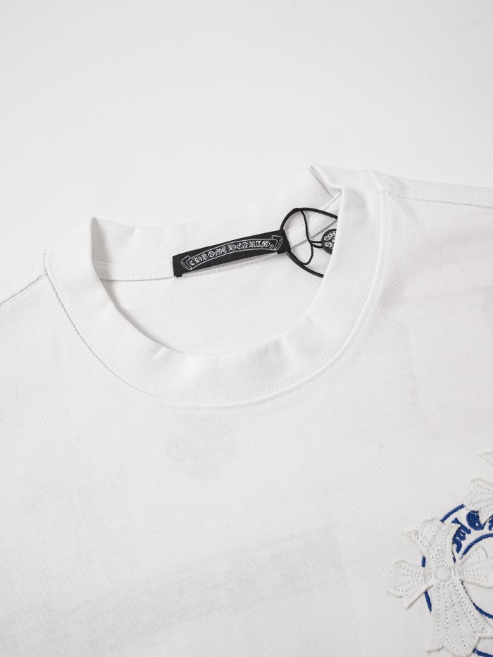 1:1 quality version 3D Cross Appliqué & Gothic Banner Print White T-Shirt 2 colors 29097995