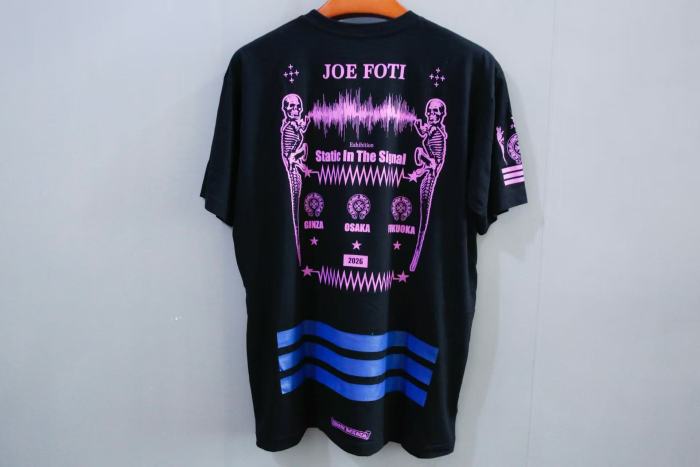 1:1 quality version Static In The Signal Pink & Purple Gradient Skeleton Cross Sound Wave Print T-Shirt 29093646