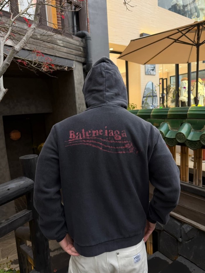 1:1 quality version Art Graffiti Printed Washed Zip Hoodie 29093638