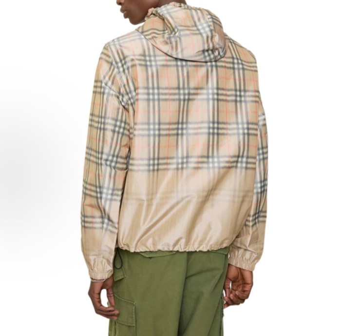 Ombre Plaid Hooded Casual Jacket 29105368