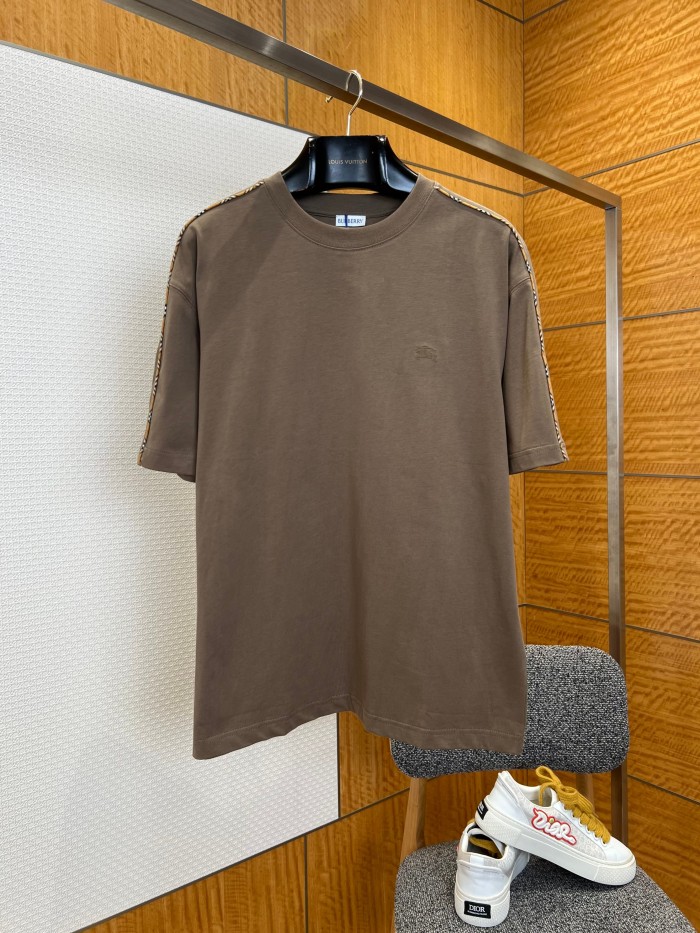 1:1 quality version Classic Plaid Strap Embroidered Crewneck T-shirt 3 colors 29105472