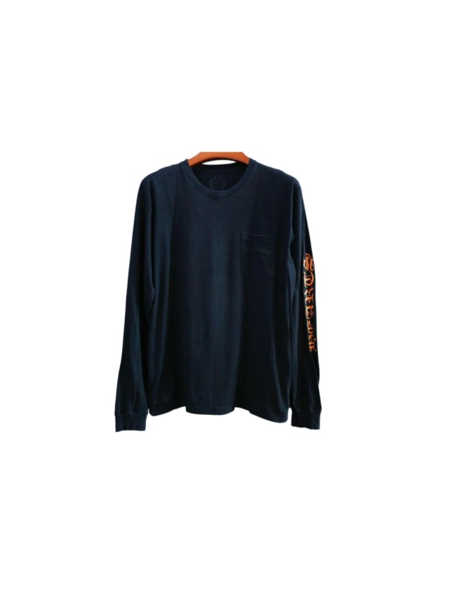 1:1 quality version Oversized Orange Striped Dagger Print Long Sleeve T-Shirt 29093620