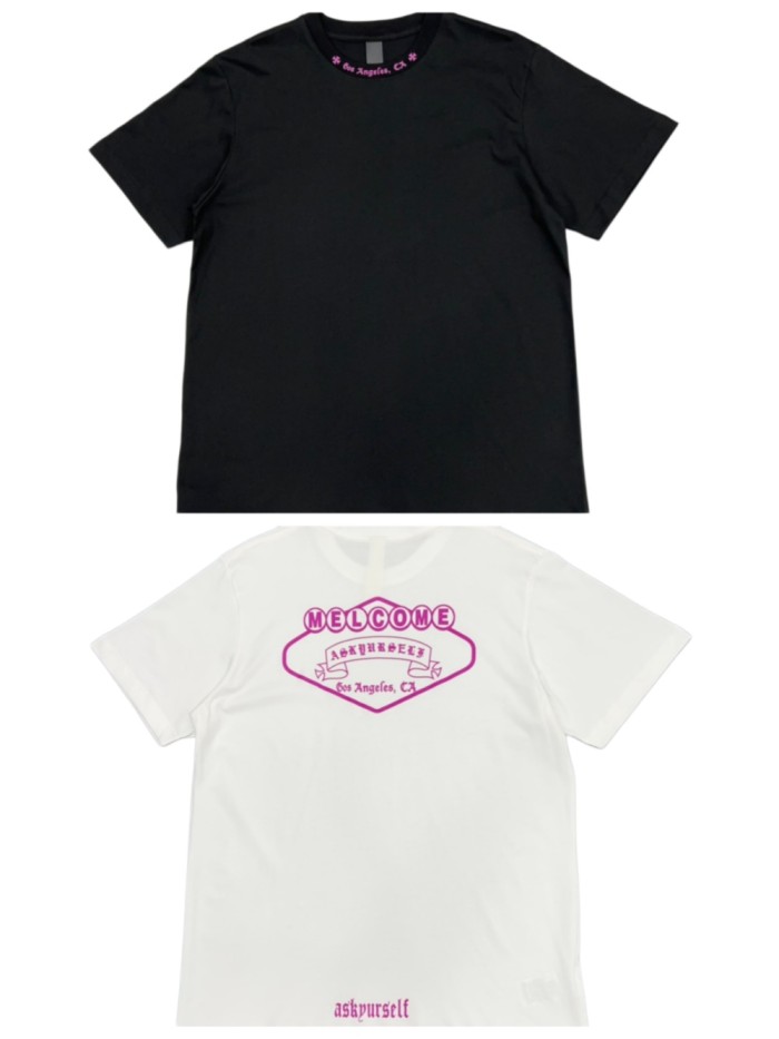 1:1 quality version Pink Logo & Sanskrit Neckline Letter Los Angeles T-Shirt 2 colors 29094030