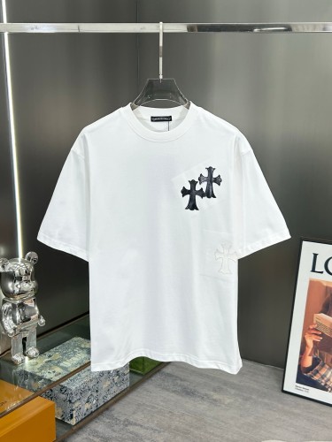 1:1 quality version High-Quality Leather Tag Cross & Sanskrit Print Crewneck T-Shirt 2 colors 29098085