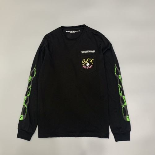 1:1 quality version Green Gradient Flame Arm & Checkered Flag Print Long Sleeve T-Shirt 29096833