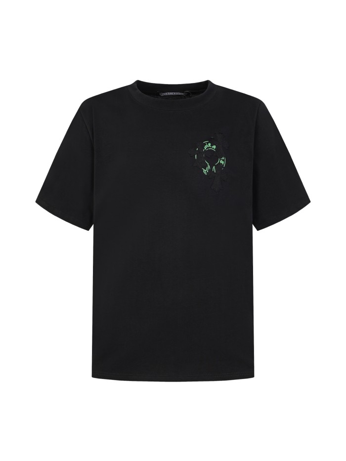 1:1 quality version 3D Cross Appliqué & Gothic Banner Print White T-Shirt 2 colors 29097995